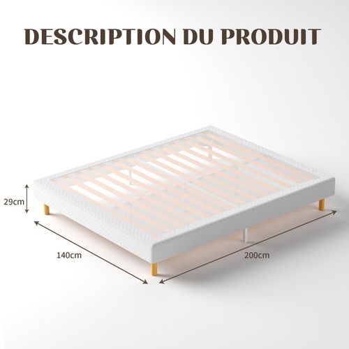 Sommier à Lattes 140x200 Cm, 9 Pieds, 2x14 Lattes