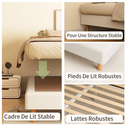 Sommier à Lattes 140x200 Cm, 9 Pieds, 2x14 Lattes