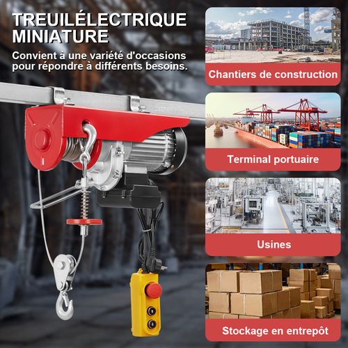 Palan Électrique à Poulie 1450w, 20m Suspension Simple Et Double 400kg/800kg, 6m/min - 12 M/min,