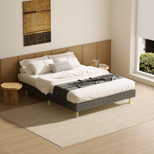 Sommier à Lattes 140 X 190 Cm, 9 Pieds, 2 X 14 Lattes, Gris Foncé