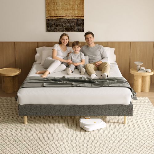 Sommier à Lattes 140 X 190 Cm, 9 Pieds, 2 X 14 Lattes, Gris Foncé