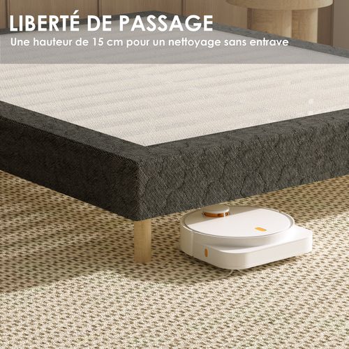 Sommier à Lattes 160x200 Cm, 9 Pieds, 2x14 Lattes, Gris Foncé