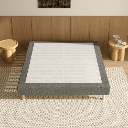 Sommier à Lattes 160x200 Cm, 9 Pieds, 2x14 Lattes, Gris Foncé