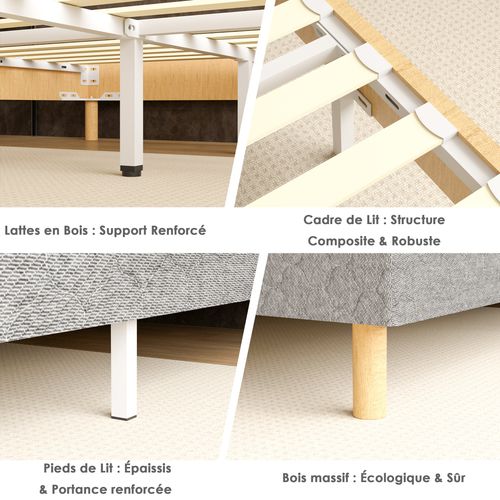 Sommier à Lattes 140x190 Cm, 9 Pieds, 2x14 Lattes