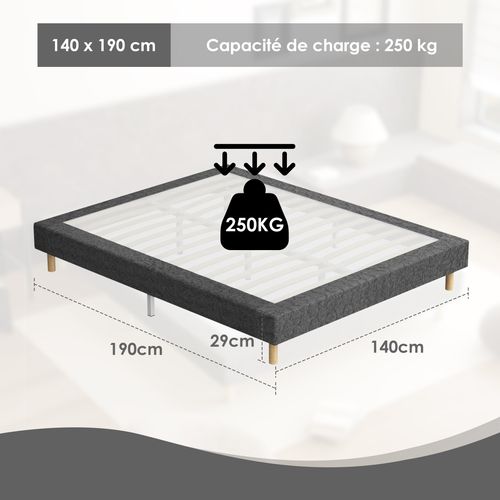 Sommier à Lattes 140x190 Cm, 9 Pieds, 2x14 Lattes