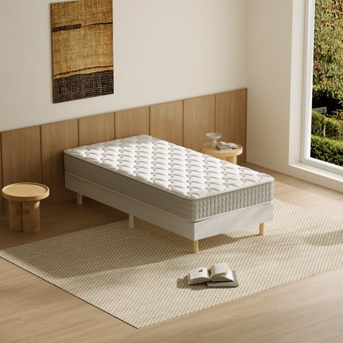 Ensemble Matelas Ressorts 90x190 Cm  Epaisseur 20 cm + sommier déco