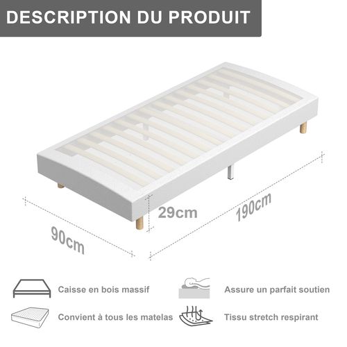 Ensemble Matelas Ressorts 90x190 Cm  Epaisseur 20 cm + sommier déco