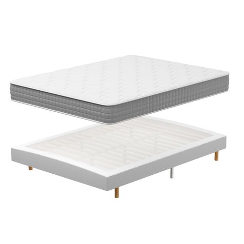 Ensemble Matelas Ressorts 140x190 cm Epaisseur 20 cm + Sommier déco
