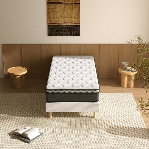 Ensemble Matelas Ressorts 90x190 Cm  Epaisseur 25 cm + sommier déco