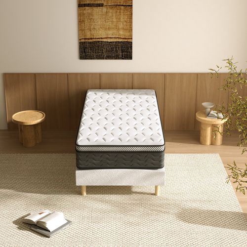 Ensemble Matelas Ressorts 90x190 Cm  Epaisseur 30 cm + sommier déco