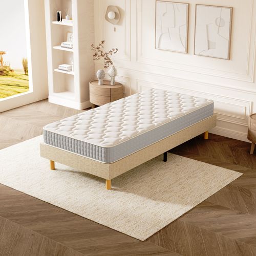 Ensemble Matelas Ressorts 140x190 Cm Epaisseur 20 Cm + Sommier Déco