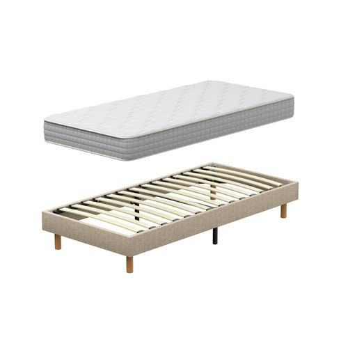 Ensemble Matelas Ressorts 140x190 Cm Epaisseur 20 Cm + Sommier Déco