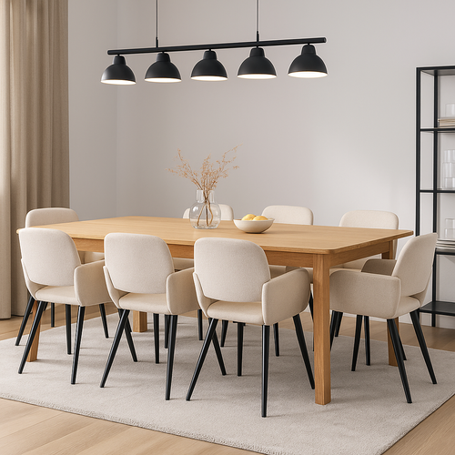 Lot de 6 chaises scandinaves - Salle à manger - Tissu rembourré - Pieds en métal stables