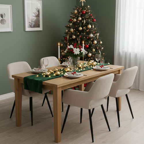 Lot de 4 chaises scandinaves - Salle à manger - Tissu rembourré - Pieds en métal stables