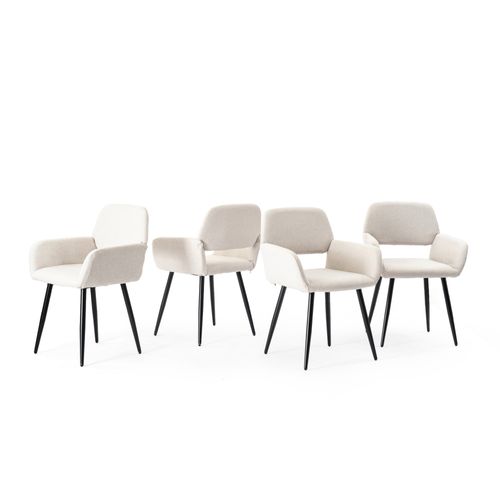 Lot de 4 chaises scandinaves - Salle à manger - Tissu rembourré - Pieds en métal stables