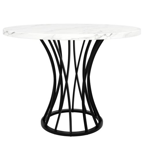 Table Salle à Manger Ronde 4 Personnes 80cm Table De Cuisine Mdf Moderne Pieds Noir