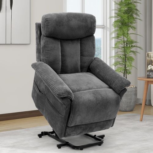 Neche Fauteuil Relaxation Releveur Électrique Pour Personnes Âgées Gris,velours Côtelé
