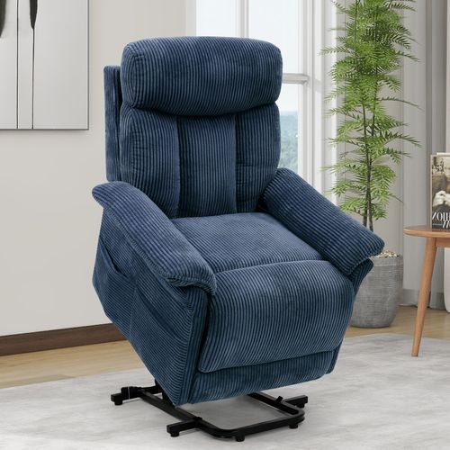 Neche Fauteuil Relaxation Releveur Électrique Pour Personnes Âgées,velours Côtelé Bleu
