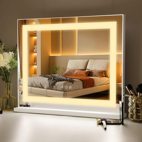 Miroir De Maquillage Hollywood Coiffeuse Mural Avec Lumineux 58x46cm - Bande Lumineuse LED