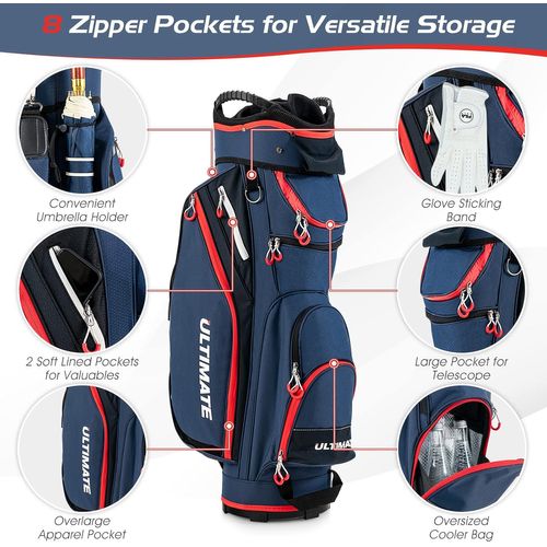 Sac De Golf Avec Support 14 Compartiments Séparés 8 Poches Capuche, Sac Isotherme (marine)