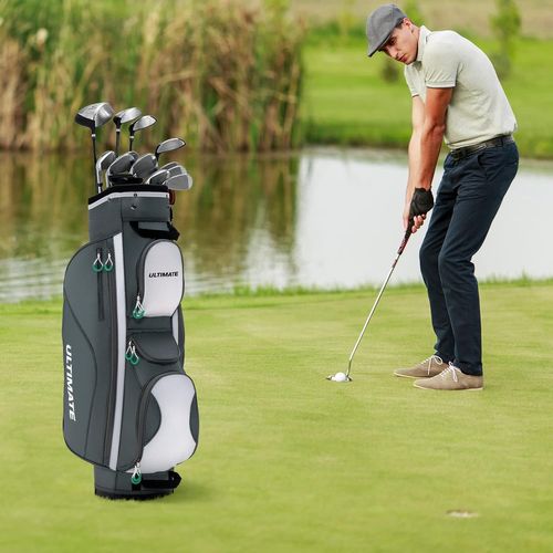 Sac De Golf Chariot Portable Pour 14 Clubs Avec 7 Poches Zippées Et Capuche (modèle3-gris)