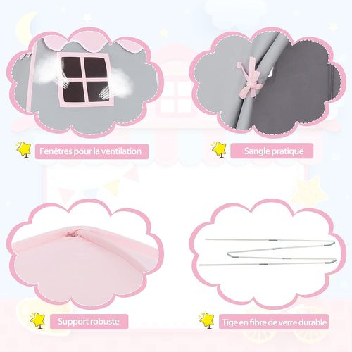 Tente De Jeu Pour Enfants Avec Tapis Antidérapant Et Sac De Transport Grande Maison De Jeu，rose