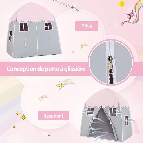 Tente De Jeu Pour Enfants Avec Tapis Antidérapant Et Sac De Transport Grande Maison De Jeu，rose