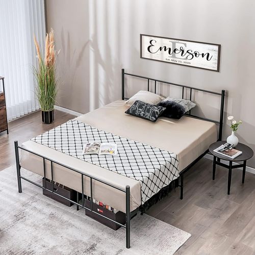 Lit Double Pour Adulte - Cadre De Lit En Métal - 160 X 200 Cm - 9 Pieds