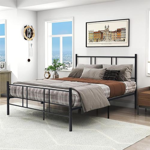 Lit Double Pour Adulte - Cadre De Lit En Métal - 160 X 200 Cm - 9 Pieds