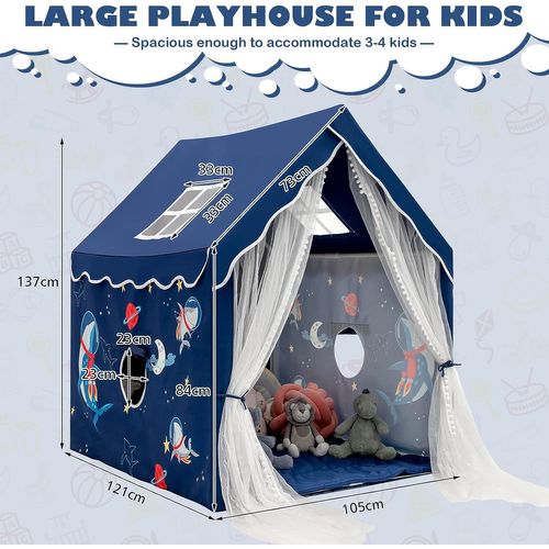 Tente De Jeux Pour Enfants Intérieur Avec Coussin Rembourré Amovible,bleu