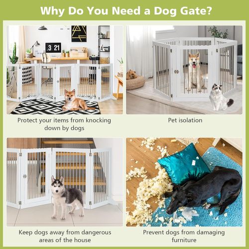 Extension Barriere Verrouillable 6 Panneaux En Acier Inoxydable Pliable 80x61-366 Cm