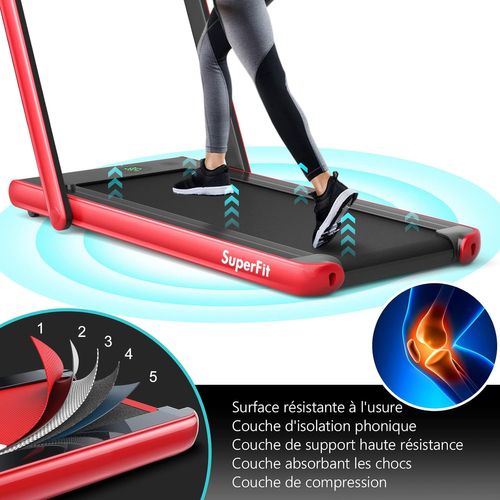Tapis De Course Electrique Pliable, Moteur 600w, Vitesse Ajustable De 1 à 12 Km/h, Rouge