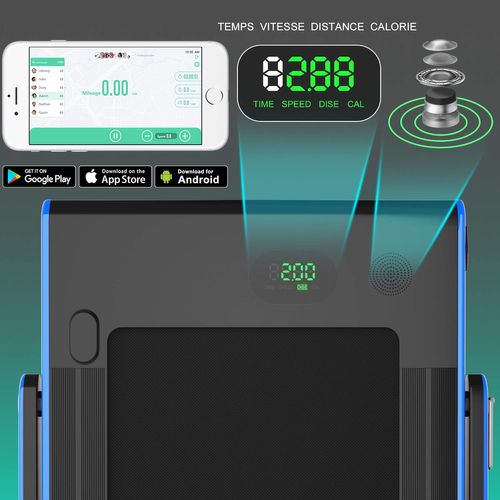 Tapis De Course Electrique Pliable, Moteur 600w, Vitesse Ajustable De 1 à 12 Km/h, Bleu