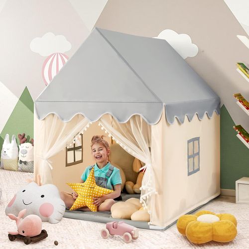 Tente De Jeux Pour Enfants, Cabane De Style Princesse En Coton, Cadeau Pour Garçons Et Filles Beige