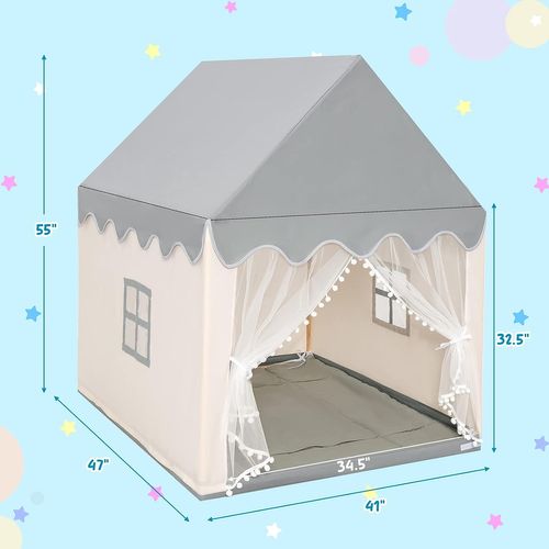 Tente De Jeux Pour Enfants, Cabane De Style Princesse En Coton, Cadeau Pour Garçons Et Filles Beige