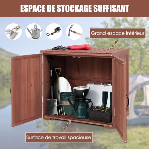 Armoire De Jardin Extérieur Double Porte Avec Poignées Pratiques, Amplement D’espace