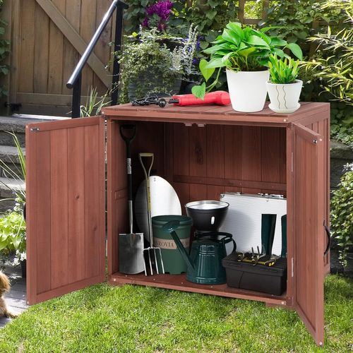 Armoire De Jardin Extérieur Double Porte Avec Poignées Pratiques, Amplement D’espace