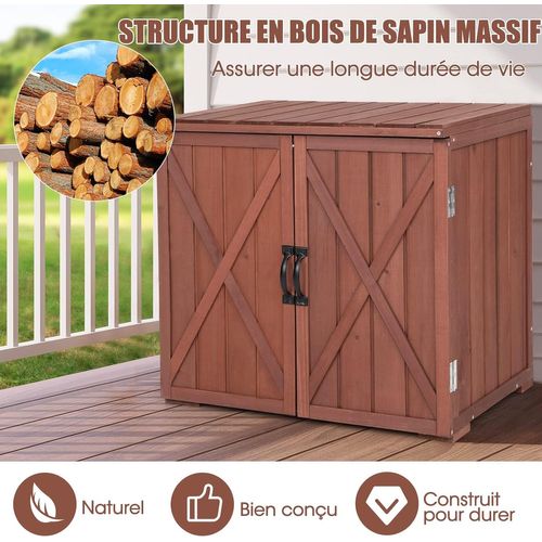 Armoire De Jardin Extérieur Double Porte Avec Poignées Pratiques, Amplement D’espace