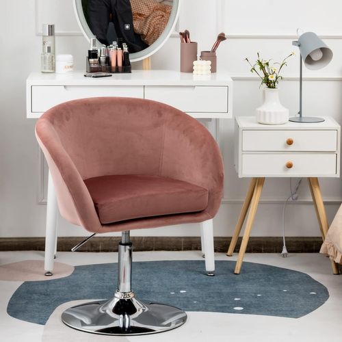 Chaise Pivotante En Velours, Fauteuil De Bureau Réglable En Hauteur, Charge 125kg Rose