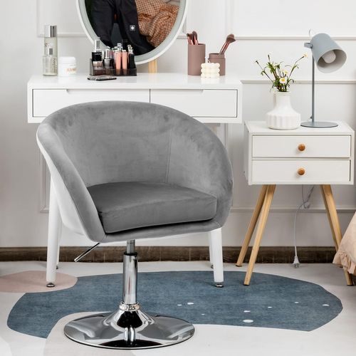 Chaise Pivotante En Velours, Fauteuil De Bureau Réglable En Hauteur, Charge 125kg Gris