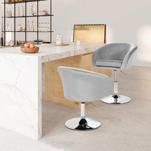Chaise Pivotante En Velours, Fauteuil De Bureau Réglable En Hauteur, Charge 125kg Gris