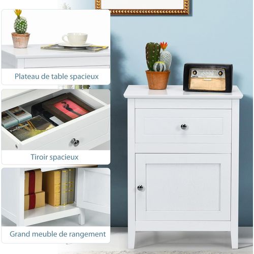 Lot De 2 Table De Chevet Avec Tiroir,table De Nuit Avec Placard Et Pieds En Bois Massif Pour Chambre