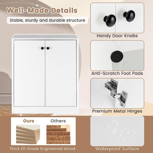 Commode Buffet Avec 2 Portes, 3 Étagères Réglables, Salon, Chambre, Blanc, 72 X 34 X 85,5 Cm