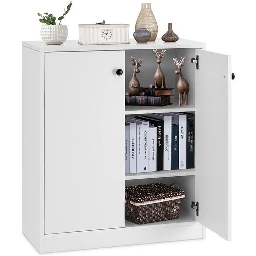 Commode Buffet Avec 2 Portes, 3 Étagères Réglables, Salon, Chambre, Blanc, 72 X 34 X 85,5 Cm