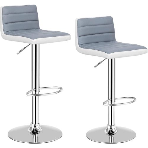 2 Tabourets De Bar Rotatif Sur 360°en Acier + Éponge + Pu, Hauteur Réglable 78-98 Cm Avec Dossier