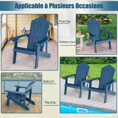 Fauteuil De Jardin Adirondack, Imperméable, Porte-gobelet, Charge 170kg (bleu Marine)