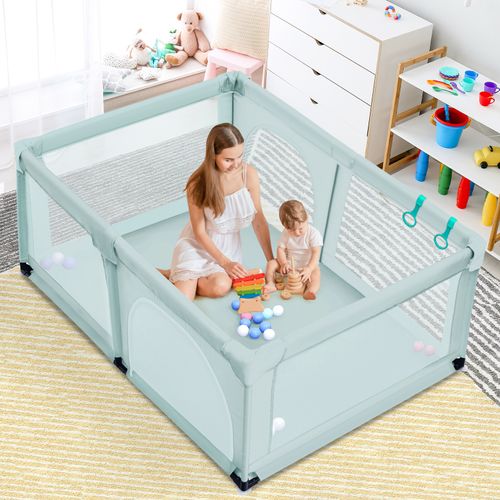 Parc Pour Bébé 180x120x66 Cm Avec 50 Balles Et 4 Ventouses - Filet Respirant, Porte à Zip - Sécurisé, Stable, Pour Jeu Et Motricité - 2