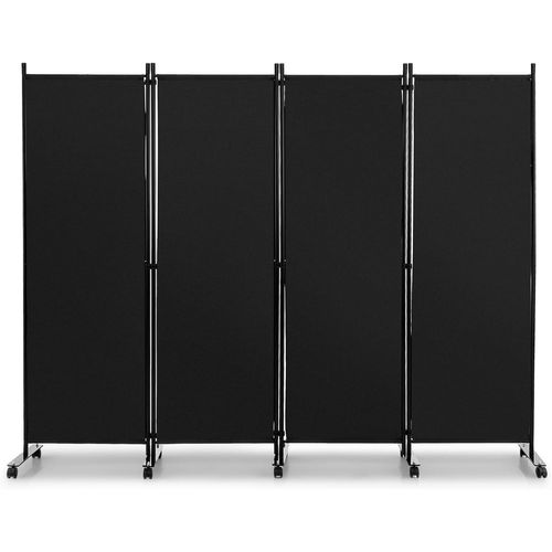 Paravent Intérieur à Roulette 4 Panneaux Pliable, Brise-vue, Cloison De Séparation,225x173cm (noir)