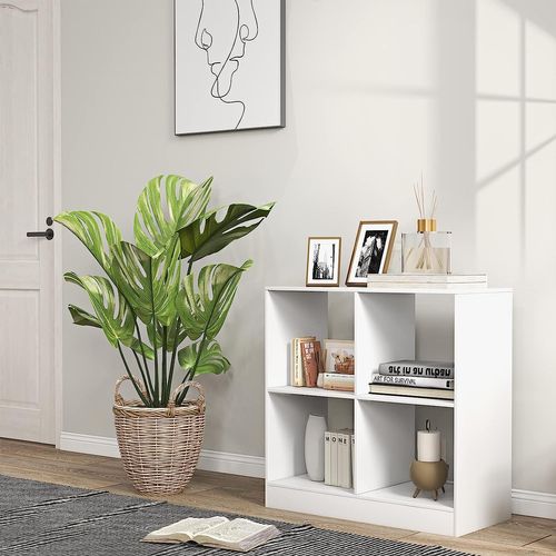 Bibliothèque Étagère Rangement à 3 Niveaux Avec 4 Compartiments Ouverts 73 X 33 X 73cm Blanc