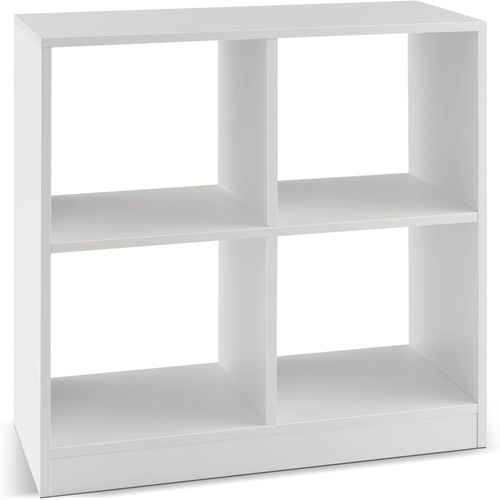 Bibliothèque Étagère Rangement à 3 Niveaux Avec 4 Compartiments Ouverts 73 X 33 X 73cm Blanc